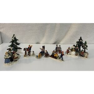 Lot of 11 Lemax Vintage Christmas Village Figures Miniatures Loose